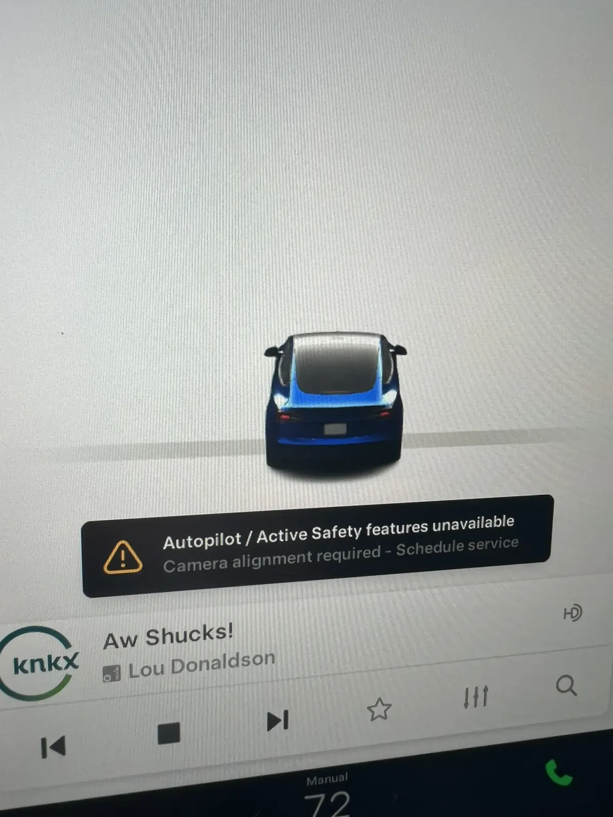Touchscreen alert reading Autopilot / Active Safety features unavailable, camera alignment required